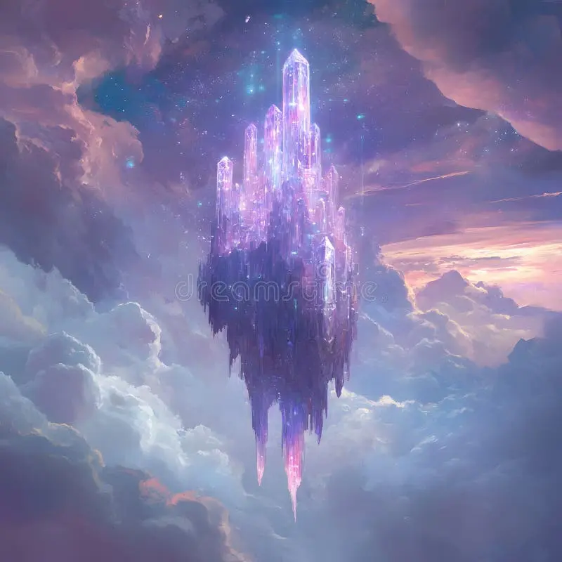 澳门天空彩票紫色水晶城堡漂浮在梦幻天空